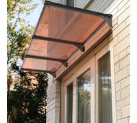 Auvent de Porte et Fenêtres,Marquise Solaire Abri de Jardin,Marquise d'accueil Résistant Aux UV,Auvent Fenêtre,Abri Contre la Pluie en Polycarbonate et Cadre en Aluminium (Brown,90x280cm/35 x110)