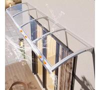 Auvent de Porte et Fenêtres,Toit Marquise en Polycarbonate Contre Pluie Neige Uv,Marquise Solaire Abri Banne Entrée Protection,45-150 Cm de Largeur,Cadre en Aluminium Argenté (45x360cm/18"x142")