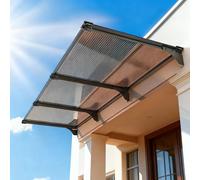 Auvent de porte et moustiquaire marron de 101,6 x 152,4 cm avec drainage, support en acier plastique, protection imperméable pour entrée extérieure et terrasse, 150 x 250 cm