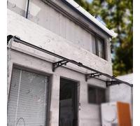 Auvent de porte extérieur en polycarbonate avec support en aluminium, abri de pluie avec bac de drainage, protection UV et intempéries pour entrée de patio