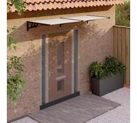 Auvent de Porte Extérieur, Marquise de Porte en Polycarbonate Transparent et Noir, Cadre Aluminium Résistant, Store Extérieur Terrasse et Entrée, Protection Contre Pluie/Neige,239 x 90 x 27.5 cm