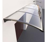 Auvent de porte extérieure, 100 x 220 cm, en polycarbonate transparent avec support argenté, imperméable, pour fenêtre, porche, protection contre la pluie, cadre en aluminium durable