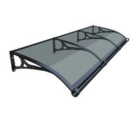 Auvent de porte extérieure en polycarbonate transparent en forme d'arc, supports en aluminium, gris foncé, 60 x 120 cm, protection durable pour entrée et balcon