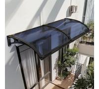 Auvent de porte extérieure - Protection UV Structure en aluminium Design incliné pour fenêtre et entrée 1,65 m x 2,4 m (Noir) - Protection contre les intempéries - Installation facile