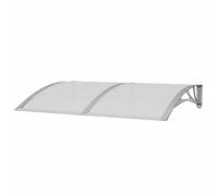 Auvent de porte gris 150 x 100 cm en polycarbonate et aluminium - Store pour terrasses et entrées de maison - Résistant aux intempéries et durable