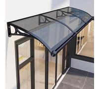 Auvent de porte gris - 60 x 170 cm - Support en aluminium pour protection contre les UV, la pluie et la neige - Auvent de porte d'extérieur élégant pour entrée de maison