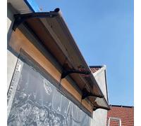 Auvent de porte imperméable avec cadre en aluminium durable pour fenêtre extérieure et porche, 99,1 x 119,4 cm, protection contre la pluie avec support marron - Solution parfaite pour abri extérieur
