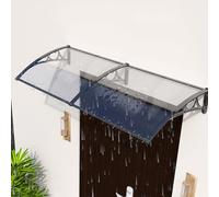 Auvent de porte imperméable en polycarbonate - Protection contre les UV et la pluie - Cadre en aluminium transparent - Pour terrasse et entrée - 60 x 300 cm