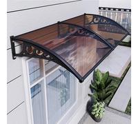 Auvent de porte imperméable pour extérieur, toit en polycarbonate et cadre en aluminium, idéal pour porche, terrasse, fenêtre, marron, 120 x 200 cm, protection contre les intempéries et design élégant