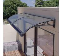 Auvent de porte incurvé - 120 x 200 cm - Abri de pluie gris pour porche arrière et jardin - Protection contre les UV et la neige avec canal de drainage