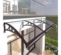 Auvent de porte incurvé 81,3 x 99,1 cm - Support en aluminium noir, polycarbonate imperméable, pare-soleil pour terrasse et véranda, matériel inclus, taille 69, protection contre la pluie