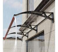 Auvent de porte incurvé - Abri en polycarbonate résistant aux UV pour porte d'entrée, support en aluminium noir, 80 x 580 cm - Protection élégante contre la pluie et la neige pour une utilisation en