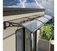 Auvent de porte incurvé imperméable en polycarbonate pour porte avant/arrière - Protection contre les UV et la pluie - Auvent d'extérieur pour porche et fenêtre - Housse durable et résistante aux