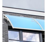 Auvent de porte incurvé résistant aux intempéries, couverture de terrasse en polycarbonate bleu, pare-soleil imperméable pour portes et fenêtres, supports blancs, parfait pour balcons et terrasses