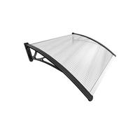 VOUNOT® Auvent de Porte d'entrée Toit Marquise en Polycarbonate Porte Résistante Toit Abri Protection Contre La Pluie et UV Transparent 100x80cm Noir