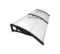 VOUNOT® Auvent de Porte d'entrée Toit Marquise en Polycarbonate Porte Résistante Toit Abri Protection Contre La Pluie et UV Transparent 200x80cm Noir