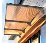 Auvent de Porte Marron,Marquise Solaire Abri,Marquise d'accueil en Aluminium,Couverture en Polycarbonate Insonorisante,Auvent Fenêtre Traitée Anti UV,pour Extérieur Patio (65x100cm/26 x39)
