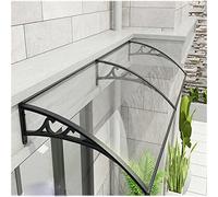 Auvent de porte moderne avec fenêtre transparente, toit en polycarbonate résistant aux UV, supports incurvés pour terrasse, balcon et entrée, 60 x 350 cm, abri extérieur élégant