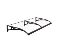 Auvent de porte moderne avec support en aluminium - Abri de pluie en polycarbonate pour porte d'entrée et fenêtre - 49,8 x 129,9 cm - Protection contre la neige et la pluie - Design élégant noir