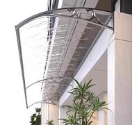 Auvent de porte moderne en polycarbonate incurvé résistant aux intempéries pour porche extérieur 60 x 290 cm pour protection de façade de maison