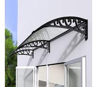 Auvent de porte moderne - Protection contre la pluie et la neige - En polycarbonate durable - Avec support noir - 60 x 350 cm - Résistant aux UV - Élégant