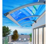 Auvent de porte moderne - Protection UV élégante - Protection UV à 99 % - Résistant à la neige - Sans bruit - Avec débord de porte bleu - 65 x 70 cm