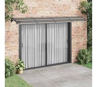 Auvent De Porte Noir 400x75 cm Polycarbonate | Cadre Aluminium Et Supports ABS, Résistant Aux Intempéries, Kit De Montage Inclus