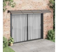 Auvent De Porte Noir Et Transparent 350x75 Cm Polycarbonate | Cadre Aluminium Et Supports ABS, Résistant Aux Intempéries, Kit De Montage Inclus, Pour Entrée Maison