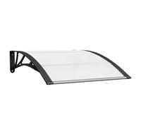 Auvent de porte noir transparent 100 x 75 cm Polycarbonate | Arceau ABS et barres en aluminium, accessoires de montage inclus, résistant aux intempéries