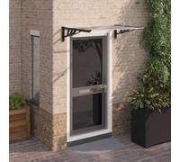 Auvent de porte noir transparent 122 x 90 cm, en polycarbonate avec supports ABS, protection d'entrée résistante aux intempéries pour maisons individuelles et doubles