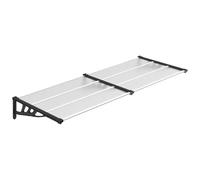 Auvent de porte noir transparent 239 x 90 cm Polycarbonate | Résistant aux intempéries, à la corrosion, arceau ABS, barres en aluminium, accessoires de montage inclus