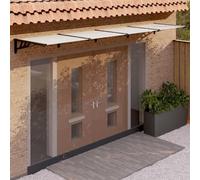 Auvent de porte noir transparent 396 x 90 cm, en polycarbonate avec support ABS, protection contre les intempéries pour maisons individuelles et doubles
