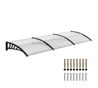 Auvent de porte Outsunny toit marquise polycarbonate auvent de porte d'entrée bord en aluminium résistante abri contre pluie et UV