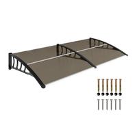 Auvent de porte Outsunny toit marquise polycarbonate auvent de porte d'entrée bord en aluminium résistante abri contre pluie et UV