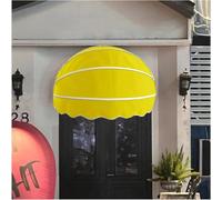 Auvent de porte pliable en toile avec cadre en aluminium - Résistant aux UV et à l'eau pour maisons et entreprises - 145 cm, jaune - Solution d'ombrage d'extérieur