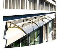 Auvent de porte, protection contre la pluie de porche, auvent de toiture, abri de pluie en polycarbonate, conception de drain arqué, couverture d'ombrage transparente avec support en alliage d'alumini