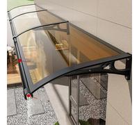 Auvent de porte rétractable avec toit en polycarbonate transparent - Grande gouttière pour porte, fenêtre, terrasse et véranda - 100 x 240 cm - Noir - Abri résistant aux intempéries