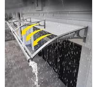 Auvent de porte transparent en aluminium et polycarbonate pour porte d'entrée, protection contre le soleil et la pluie, résistant aux chocs, housse élégante pour entrée (80 x 340 cm)