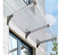Auvent de porte transparent en polycarbonate résistant aux UV - Auvent de toit à pult creux - 40/50/65/80/100/120 cm - Pare-soleil de fenêtre et housse de pluie (100 x 170 cm)