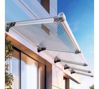 Auvent de Porte Transparent,Marquise Solaire Abri de Jardin Extérieur,Couverture en Polycarbonate de 5mm,Fenêtre d'Auvent en Aluminium,Abri Contre la Pluie,Design Moderne (90x170cm/35 x67)