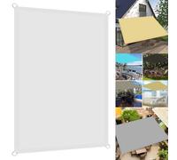 Auvent de protection UV - 1,5 x 4 m - Résistant aux intempéries - Pour terrasse, jardin, balcon et piscine - Bloque 98 % des UV - Avec corde - Blanc