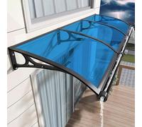 Auvent de protection UV pour fenêtres et portes en polycarbonate avec support, protection contre la pluie et la neige, bleu, 100 x 220 cm - Housse d'ombrage d'extérieur