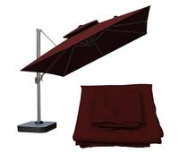 Auvent de rechange carré double couche pour parasol déporté de 2,5 m, protection UV et résistante à l'eau, résistante à la décoloration, accessoire de mobilier d'extérieur (rouge vin)