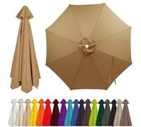 Auvent de Rechange pour Parasol 2-4m, 6/8 Baleines, Toile en Tissu Polyester Robuste, Protection UV 50+, Housse de Remplacement pour Parasol de Table et Balcon, Bleu Ciel