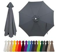 Auvent de Rechange pour Parasol 2-4m, 6/8 Baleines, Toile en Tissu Polyester Robuste, Protection UV 50+, Housse de Remplacement pour Parasol de Table et Balcon, Bleu Ciel