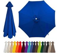 Auvent de Rechange pour Parasol 2-4m, 6/8 Baleines, Toile en Tissu Polyester Robuste, Protection UV 50+, Housse de Remplacement pour Parasol de Table et Balcon, Bleu Ciel