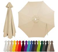 Auvent de Rechange pour Parasol 2-4m, 6/8 Baleines, Toile en Tissu Polyester Robuste, Protection UV 50+, Housse de Remplacement pour Parasol de Table et Balcon, Bleu Ciel