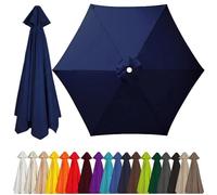 Auvent de Rechange pour Parasol 2-4m, 6/8 Baleines, Toile en Tissu Polyester Robuste, Protection UV 50+, Housse de Remplacement pour Parasol de Table et Balcon, Bleu Ciel