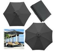 Auvent De Rechange pour Parasol, 200/270/300 CM, Toile De Parasol Deporté 6 Baleines/8 Baleines, Housse De Rechange Auvent De Parasol De Terrasse(Color:Gray,Size:6 ribs-3m(9.8ft))