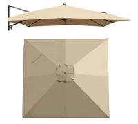 Auvent de rechange pour parasol carré de 3 x 3 m, housse d'ombrage décalée, imperméable pour jardin et piscine, kaki, Single top 3m (x10')